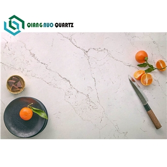 Surface With Fine Lines And Pure White Quartz Slabs