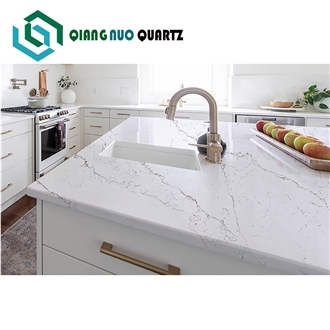 Surface With Fine Lines And Pure White Quartz Slabs