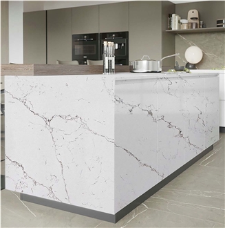 Surface With Fine Lines And Pure White Quartz Slabs