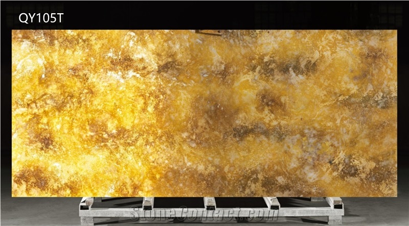 Ultra Thin Translucent Colorful Yellow Artificial Stone