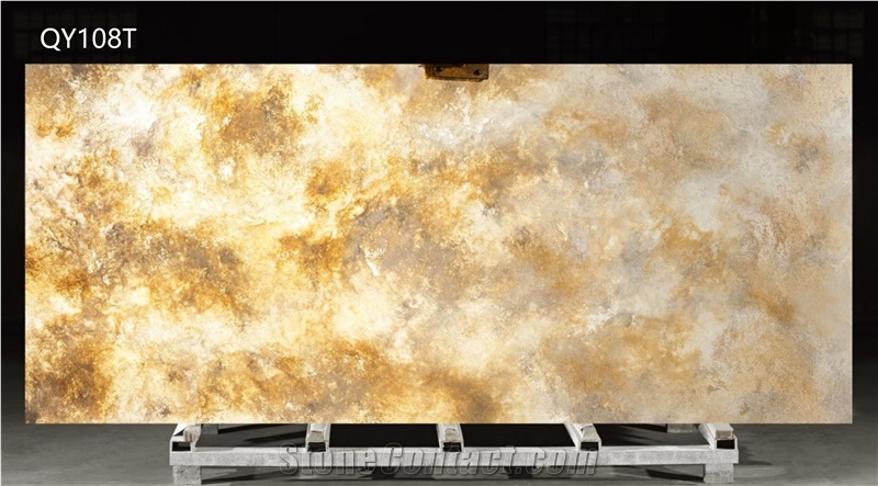 Ultra Thin Translucent Colorful Yellow Artificial Stone