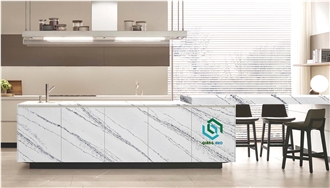 White Glitter Quartz Polished Luxury Style Kitchen Countertop
