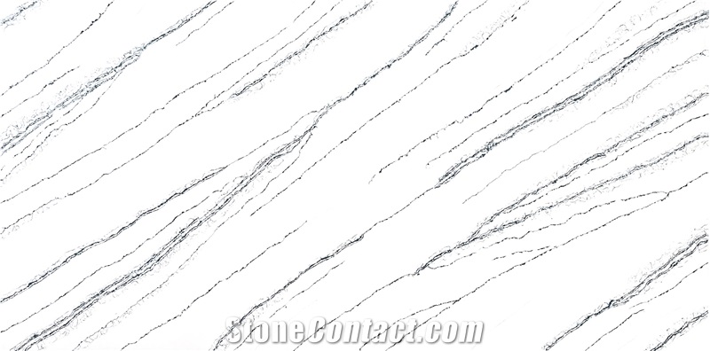 White Glitter Quartz Polished Luxury Style Kitchen Countertop