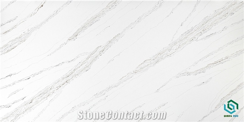 White Wave Patterned Quartz Countertop Kitchen Island Tops