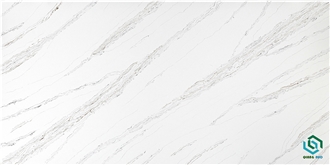 White Wave Patterned Quartz Countertop Kitchen Island Tops