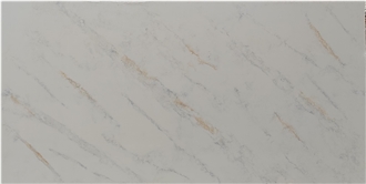 ZW8132 Gray And Gold Striped Engineering Board Quartz Slabs