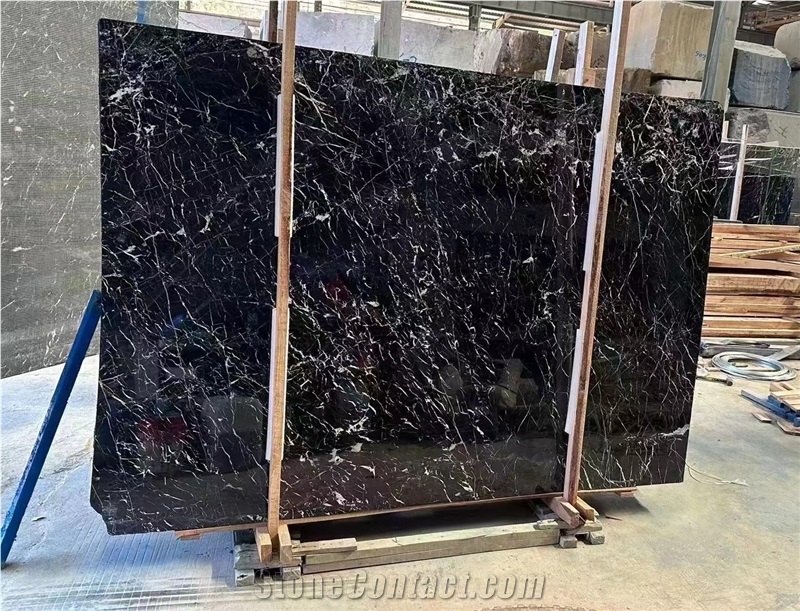 China Nero Marquina Black Marble Slab For Wall Floor Tiles