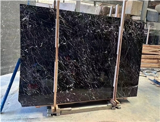 China Nero Marquina Black Marble Slab For Wall Floor Tiles