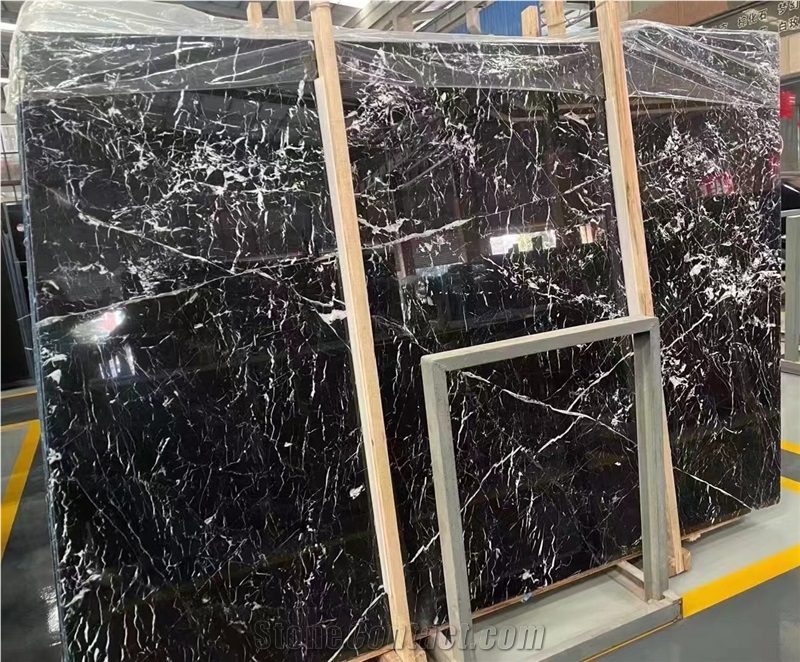 China Nero Marquina Black Marble Slab For Wall Floor Tiles