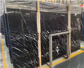 China Nero Marquina Black Marble Slab For Wall Floor Tiles