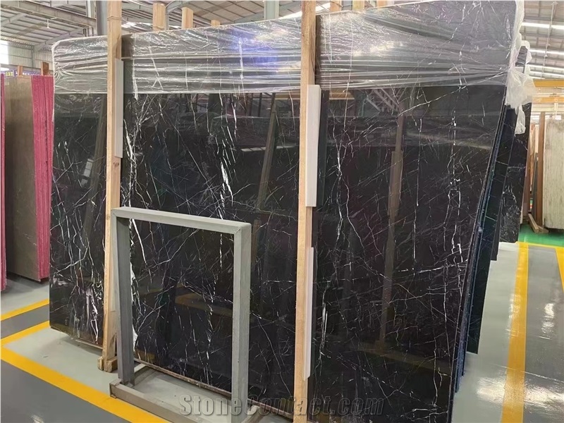 China Nero Marquina Black Marble Slab For Wall Floor Tiles