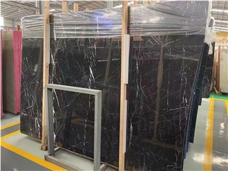China Nero Marquina Black Marble Slab For Wall Floor Tiles