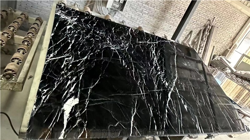 China Nero Marquina Black Marble Slab For Wall Floor Tiles