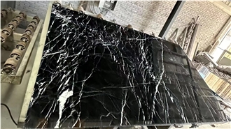 China Nero Marquina Black Marble Slab For Wall Floor Tiles