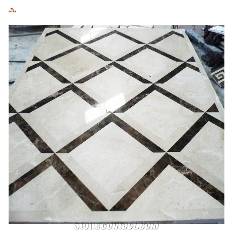 3D Marble Waterjet Inlay Hotel Floor Design Medallion Tiles