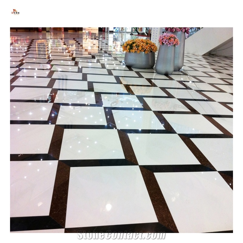 3D Marble Waterjet Inlay Hotel Floor Design Medallion Tiles
