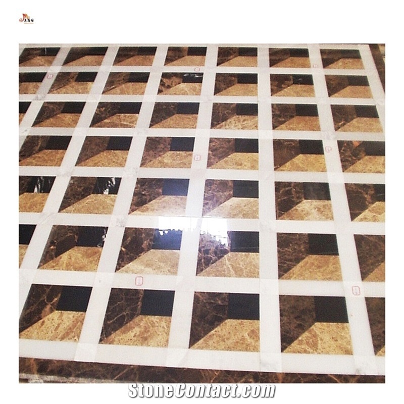 3D Marble Waterjet Inlay Hotel Floor Design Medallion Tiles