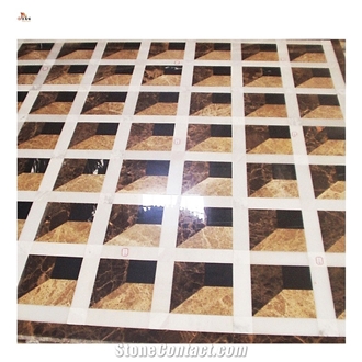 3D Marble Waterjet Inlay Hotel Floor Design Medallion Tiles
