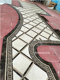 Aisle Corridor Water Inlay Medallion Marble Pattern