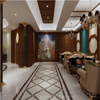 Aisle Corridor Water Inlay Medallion Marble Pattern