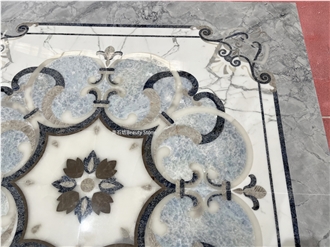 Calacatta Marble Waterjet Flooring  Inlay Medallion