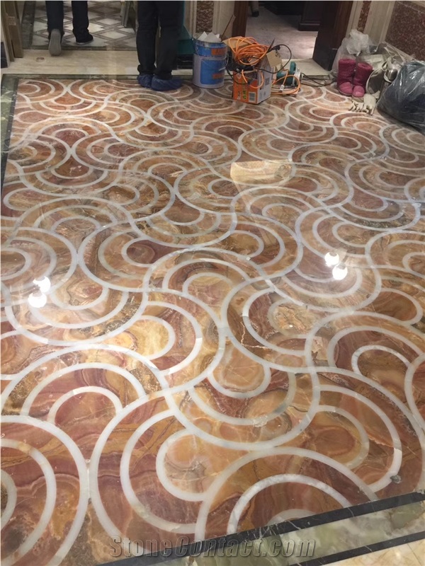 Carpet Panel Marble Waterjet Inlay Medallion