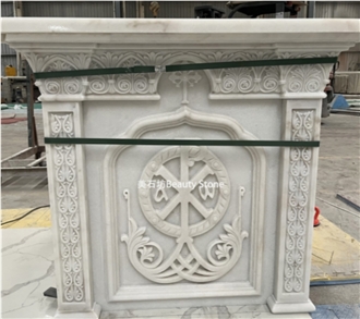 CNC Carving For Church Luxury Sculptured Fireplace