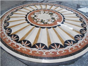 Colorful Small Natural Marble Water Jet Pattern Medallion