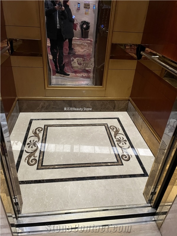 Elevator Cabin Floor Marble Waterjet Pattern Medallions