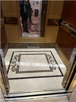 Elevator Cabin Floor Marble Waterjet Pattern Medallions
