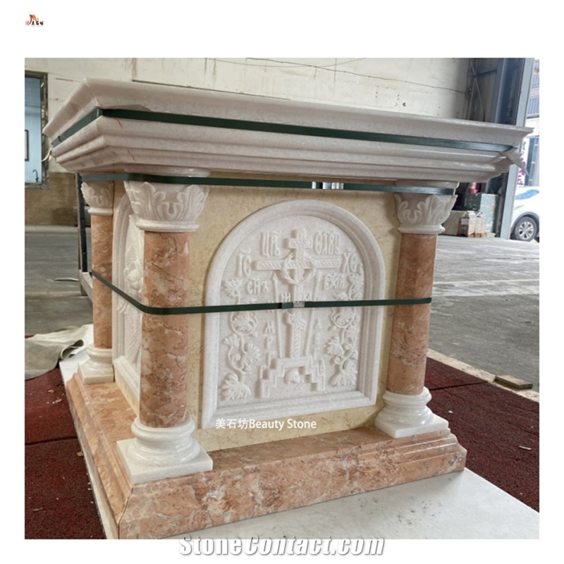 Exquisite Carvings Sculptured Fireplace For Mosque Church