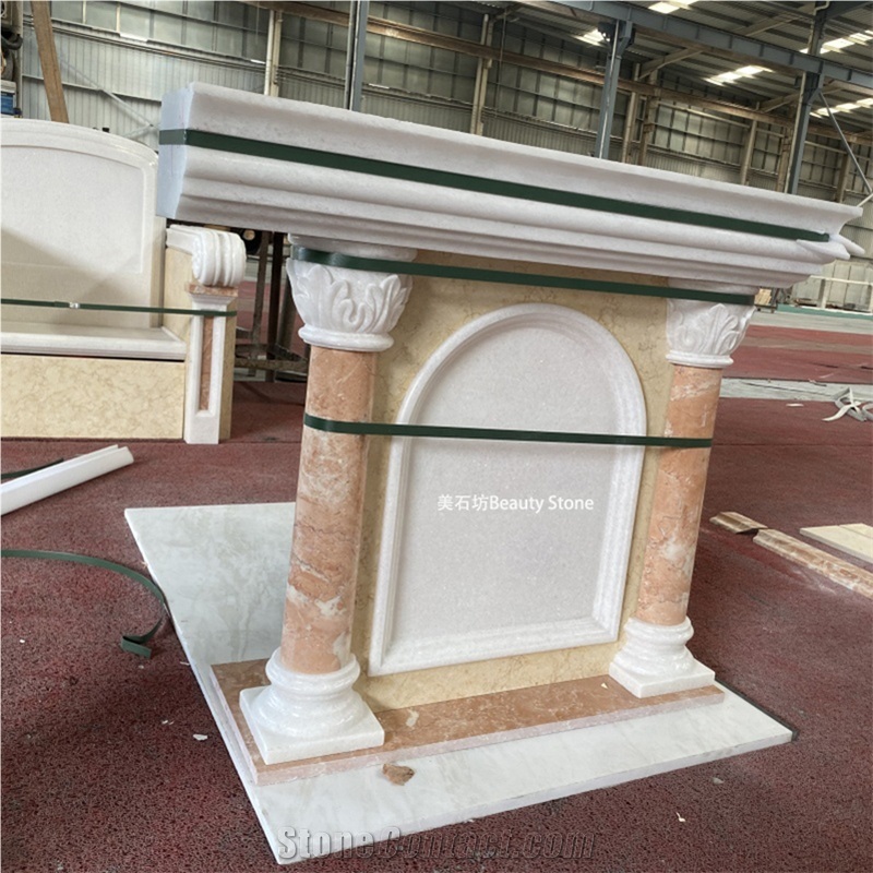 Exquisite Carvings Sculptured Fireplace For Mosque Church