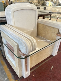 Exquisite Carvings Sculptured Fireplace For Mosque Church