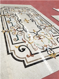 Flooring Design Water Jet Marble Carpet Medallion