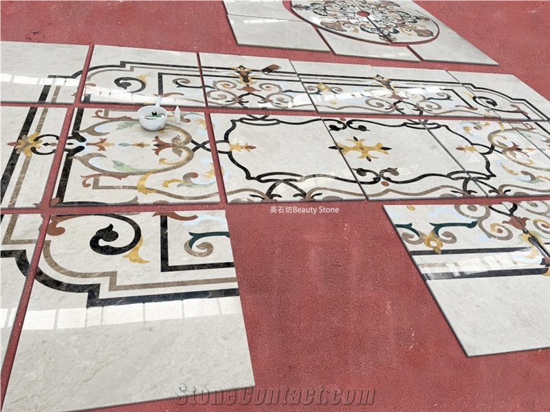 Flooring Design Water Jet Marble Carpet Medallion
