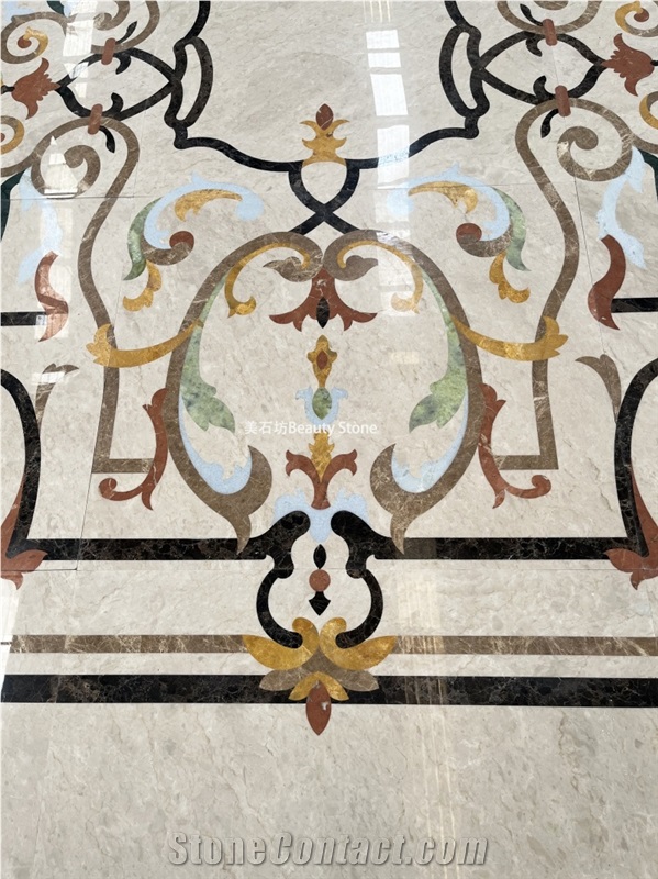 Flooring Design Water Jet Marble Carpet Medallion