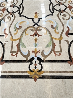 Flooring Design Water Jet Marble Carpet Medallion