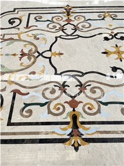 Flooring Design Water Jet Marble Carpet Medallion