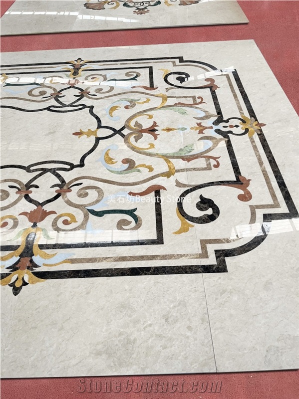 Flooring Design Water Jet Marble Carpet Medallion