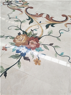 Flower Marble Design Water Jet Carpet Medallions Tiles