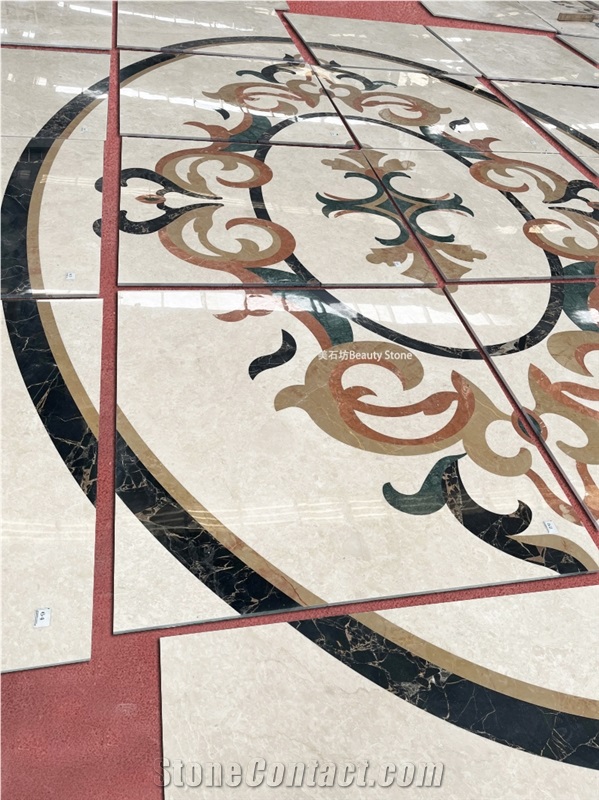 Flower Pattern Marble Inlay Medallion For Private House