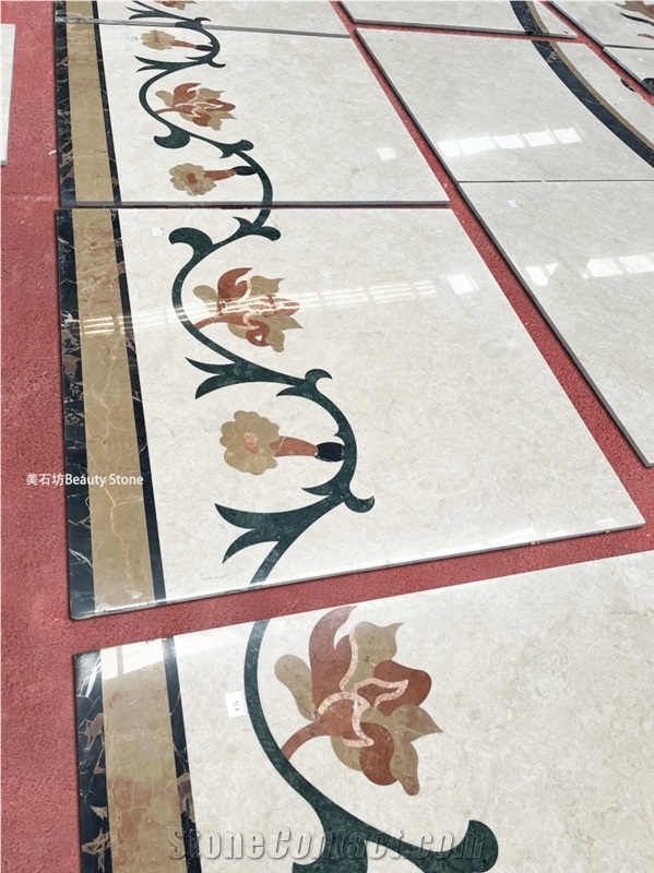 Flower Pattern Marble Inlay Medallion For Private House