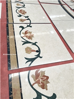 Flower Pattern Marble Inlay Medallion For Private House