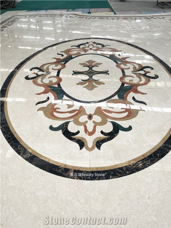 Flower Pattern Marble Inlay Medallion For Private House