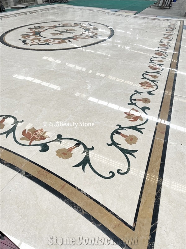 Flower Pattern Marble Inlay Medallion For Private House
