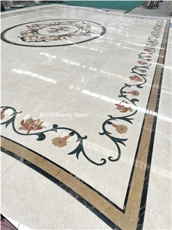Flower Pattern Marble Inlay Medallion For Private House