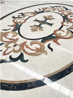 Flower Pattern Marble Inlay Medallion For Private House
