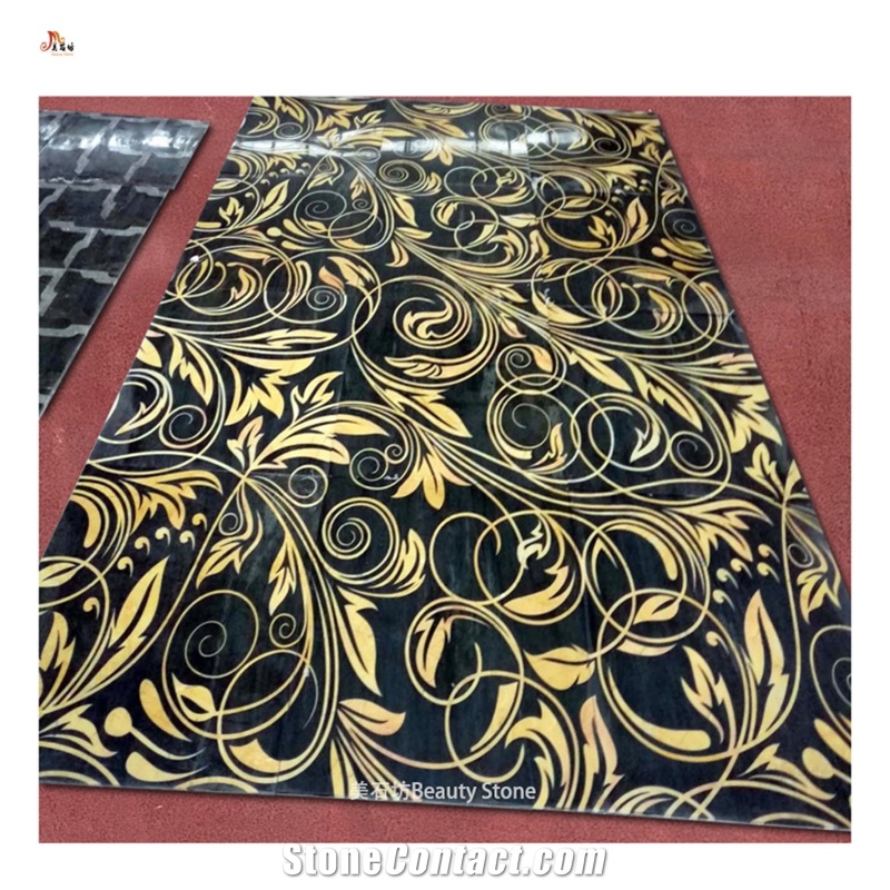Flower Pattern Marble Waterjet Inlay Flooring Medallion