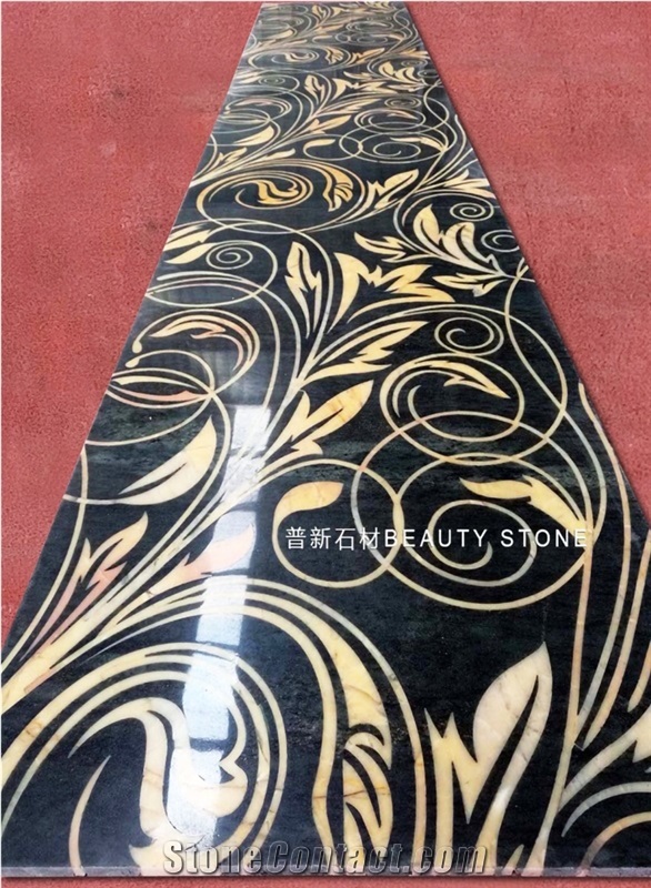 Flower Pattern Marble Waterjet Inlay Flooring Medallion