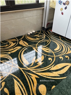 Flower Pattern Marble Waterjet Inlay Flooring Medallion